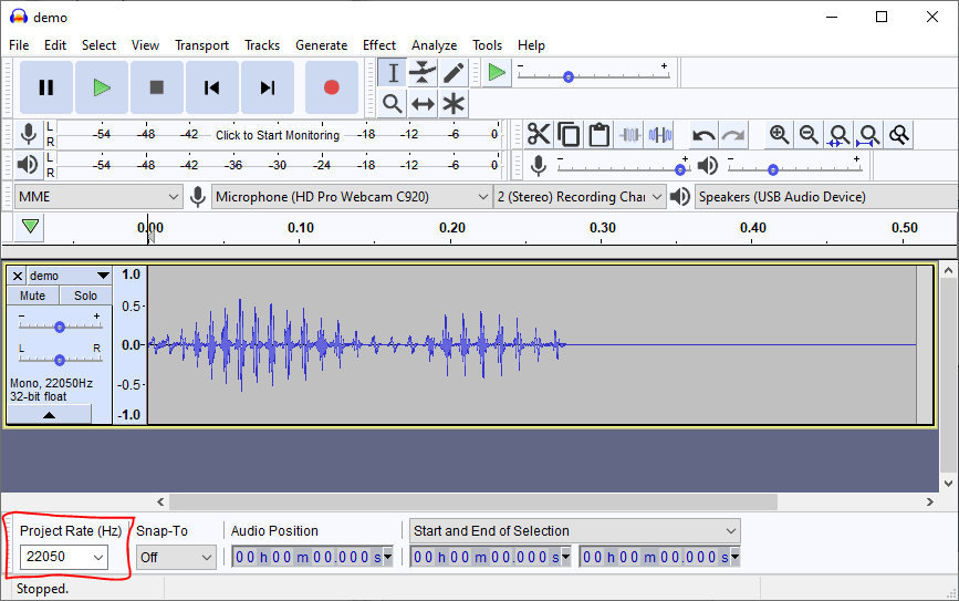 Sound file in Audacity